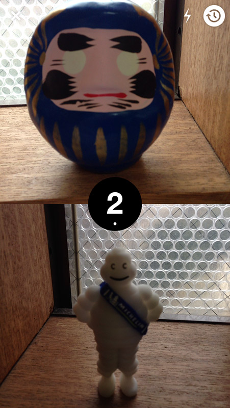 1枚撮影した後、次のシャッターが切られるまでは5秒ある。画面を左右にスワイプすることで使用する前後カメラを切り替えることも可能だ。うまく撮影できない時は5秒のタイマーをオフにしたり、個別に再撮影するのもOK