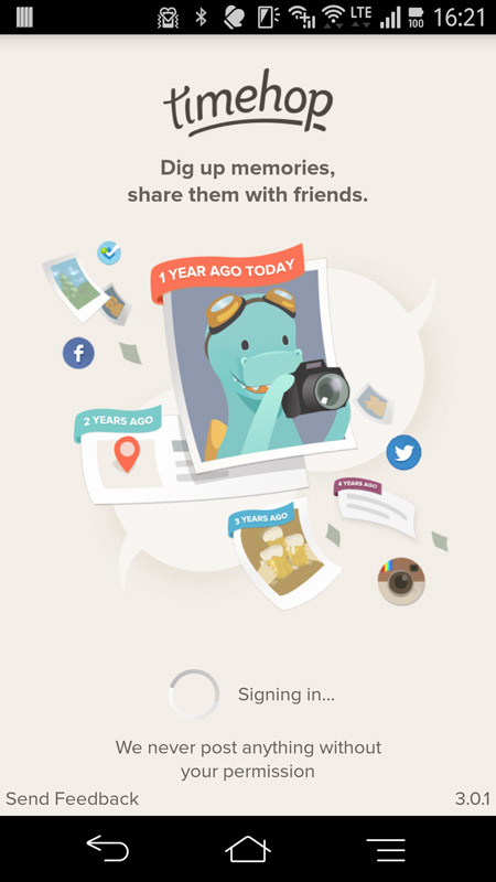 過去の投稿を振り返ることができる「Timehop」