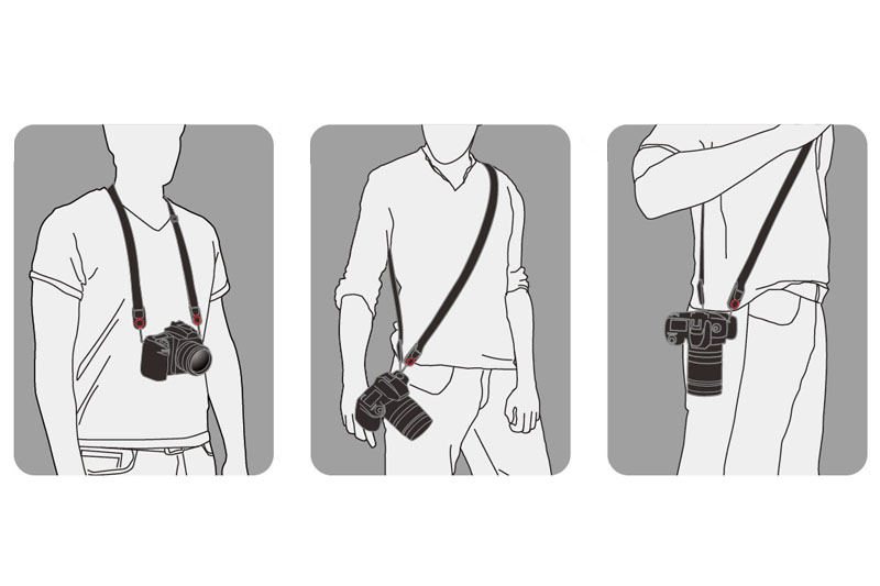 「LEASH」の活用パターン。「LEASH」自体にもアンカー取り付け用の「取っ掛かり」がありますので、リストストラップのようなループを作っての利用もできます。アンカーの取り付け位置次第でさまざまな活用法を見いだせるストラップですな。アンカーの紐は太さ約2mmで、紐を二つ折りにした状態（ループを伸ばした状態）の長さは約45mmです。