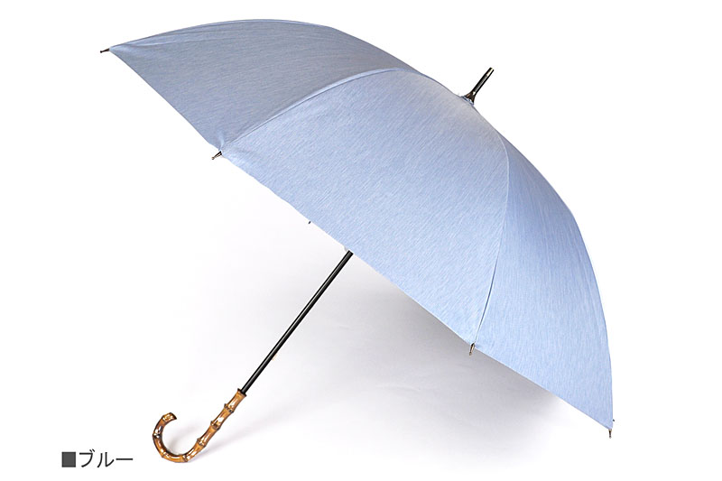 完全遮光専門店サンバリア100で購入した「大判 フロスト ブルー」。税込み1万2900円でした。広げた傘の幅は約100cm。一時しのぎの雨傘にもなります。