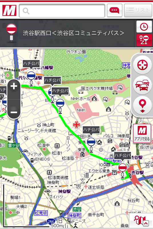 バス路線の地図上表示機能の利用イメージ