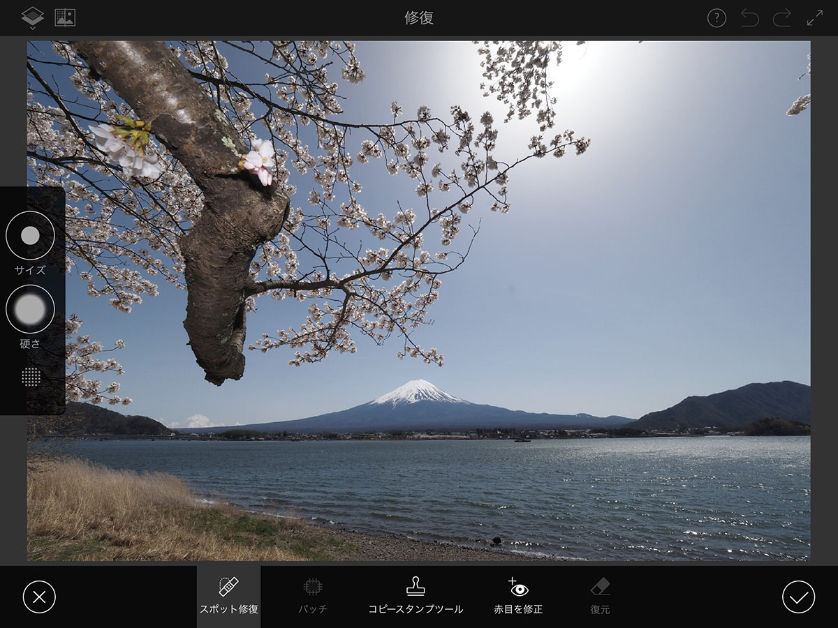 左は「Photoshop Fix」アプリを使い、取り込んだ写真をレタッチしている様子。Apple Pencilで操作すると、ピンポイントのレタッチを指で隠すことなく見やすい状態で行えて快適です。左は「Procreate」アプリを使い、写真をトレースしている様子。Apple Pencilを使うと指先よりずっと正確な線を引けます。