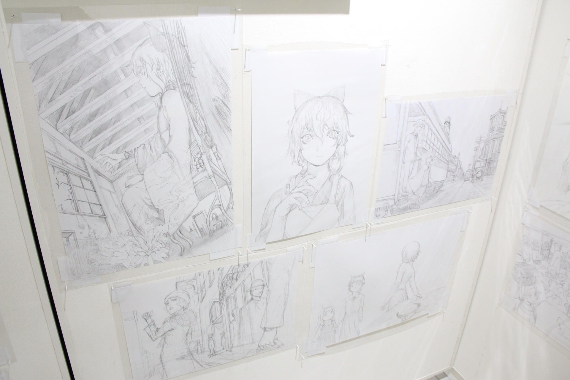 現在企画進行中の「ですぺら」。カラーイラストや下描きには、舞台となる大正時代が色濃く反映されているのが見て取れた