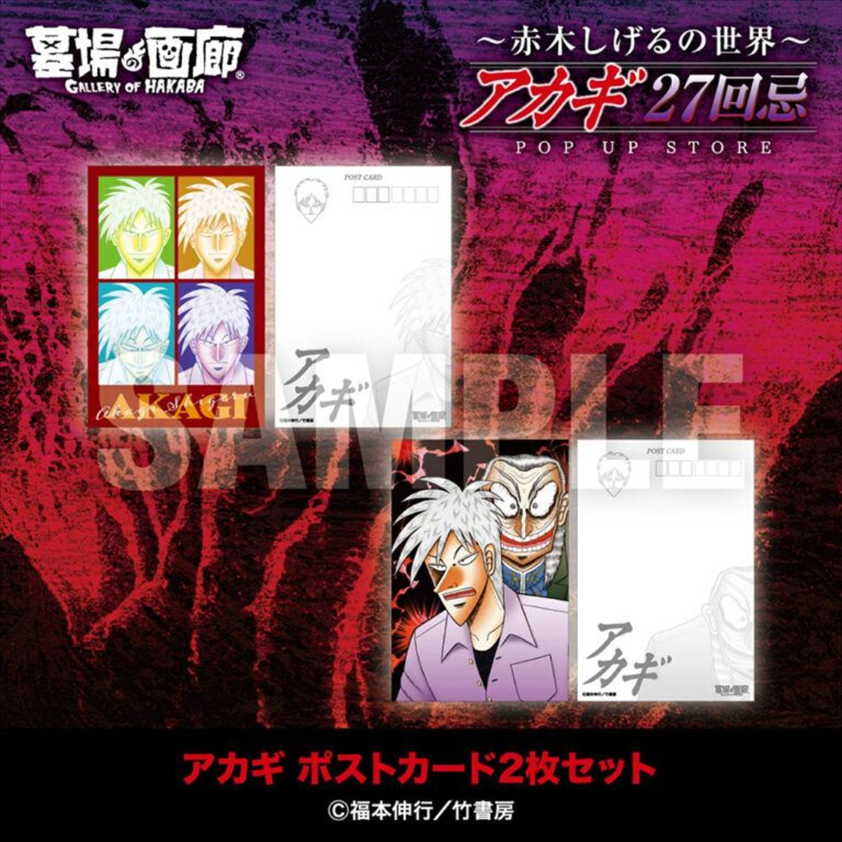 「アカギ」ポストカード2枚セット／500円