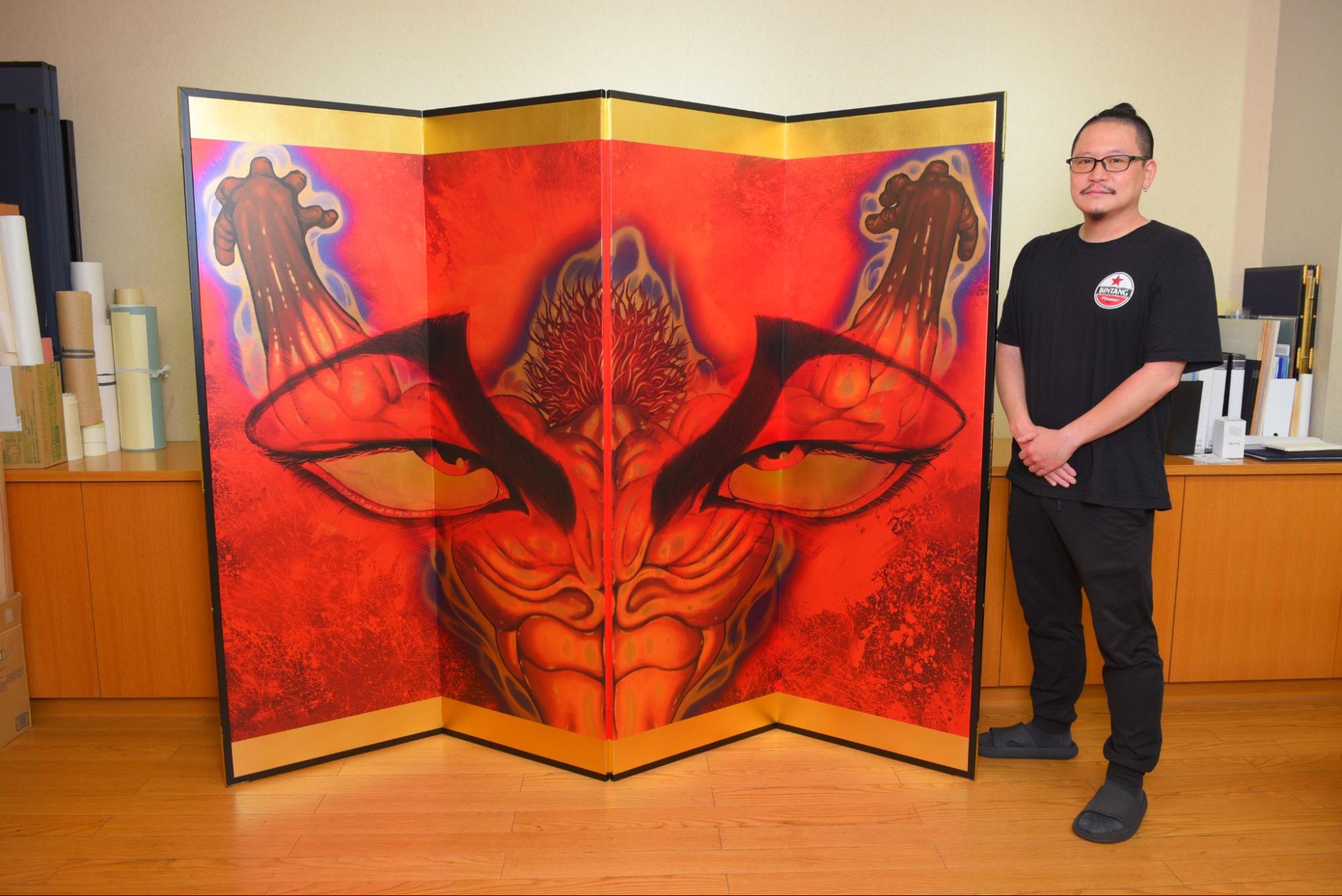 背鬼代金屏風と、片岡氏