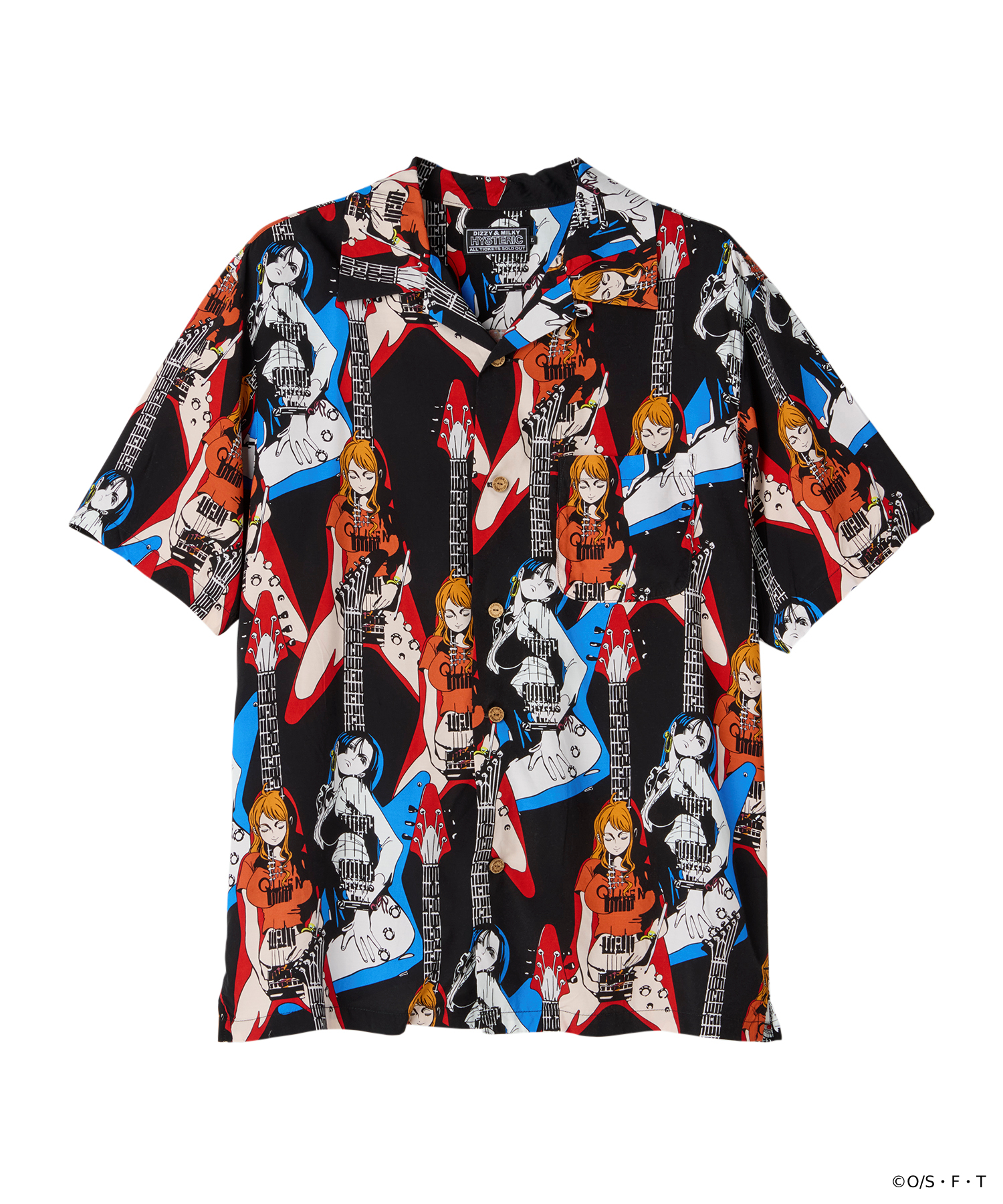 ONE PIECE×HYSTERIC GLAMOUR / NAMI ＆ BOA.HANCOCK TWIN GUITAR柄オープンカラーシャツ：55,000円