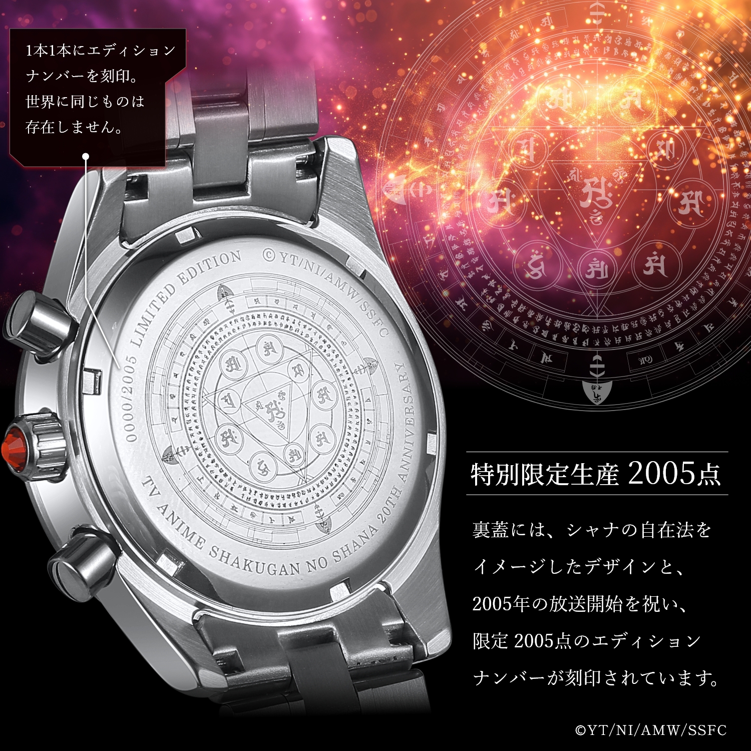 裏蓋にはシャナの自在法をイメージしたデザイン