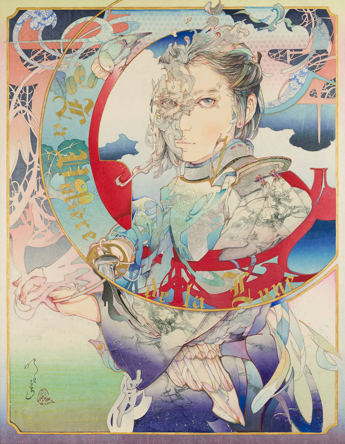 「La Volière de la Lune（月の鳥籠）」 2025年 ミクストメディア 90×70cm 個人蔵