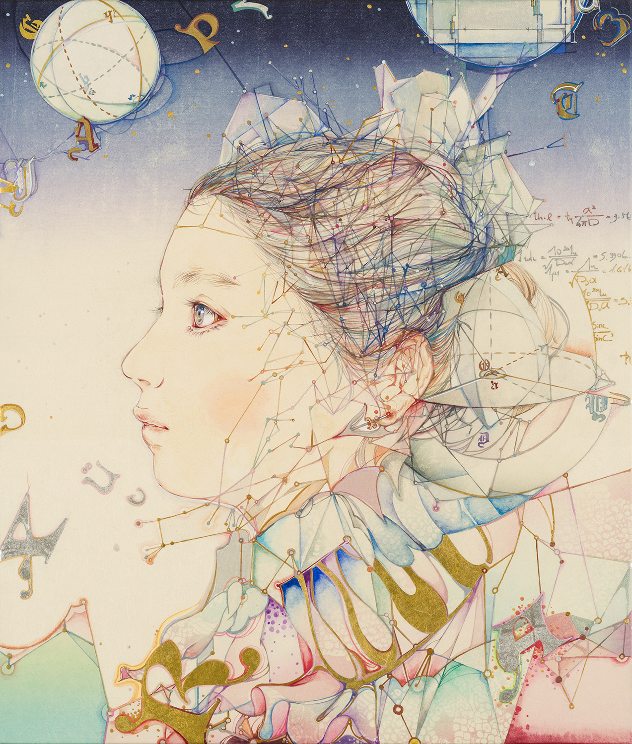 「Parures du cosmos（宙のもよう）」 2025年 ミクストメディア 53×45cm 個人蔵