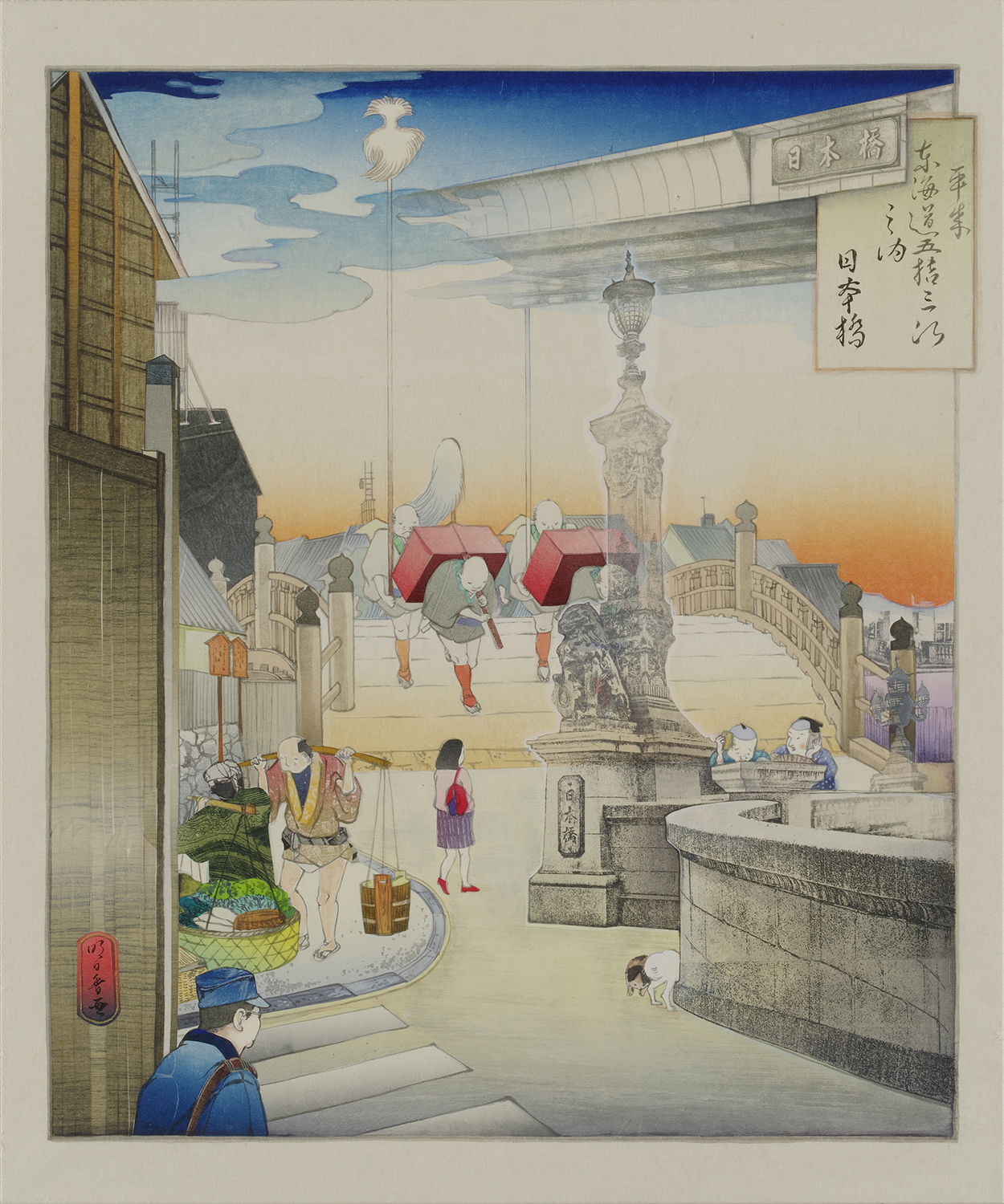 「平成 東海道五拾三次之内：日本橋 （入江明日香オリジナル）」2015年 ミクストメディア 60×50cm 丸沼芸術の森