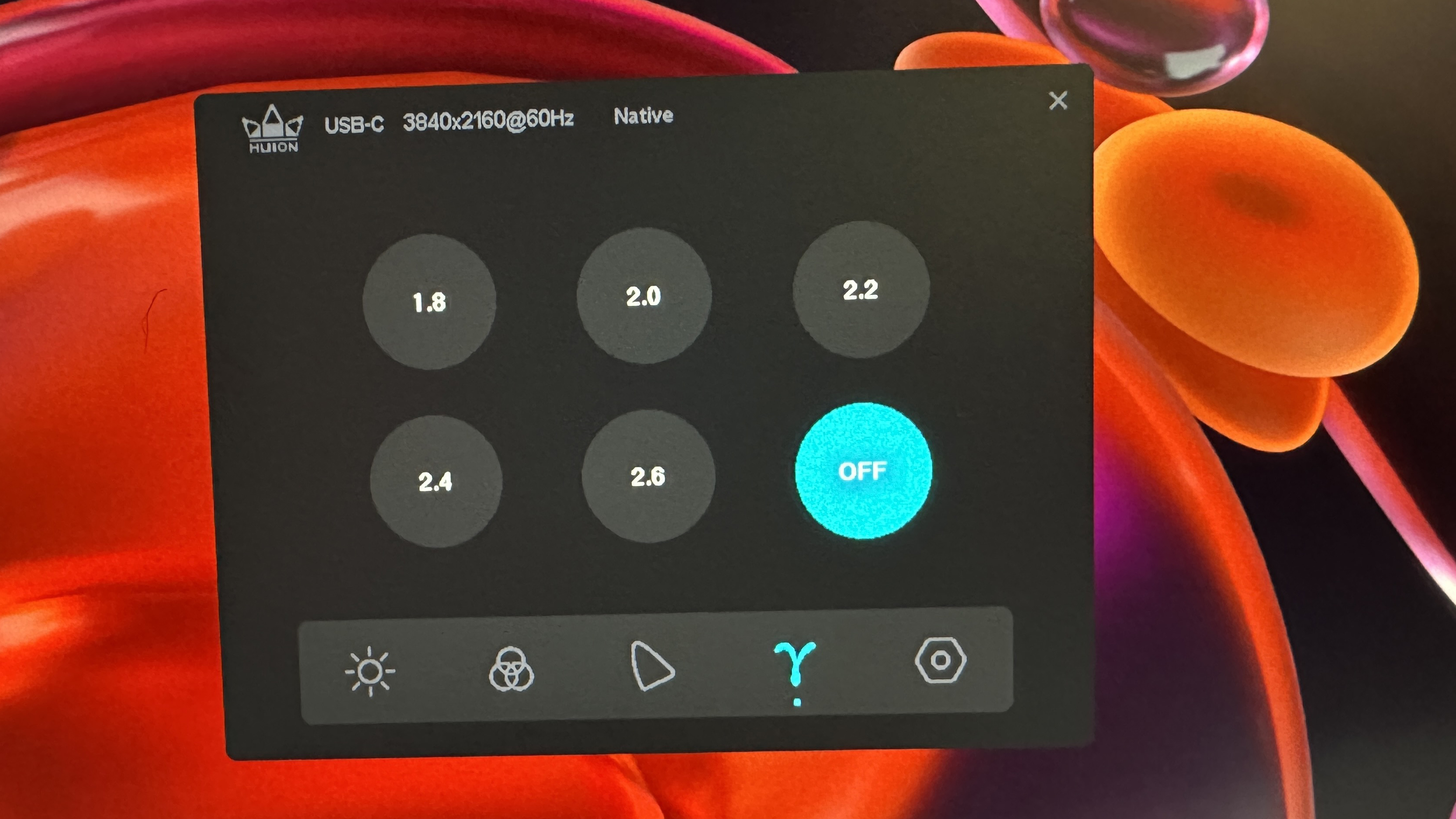ガンマ設定画面
