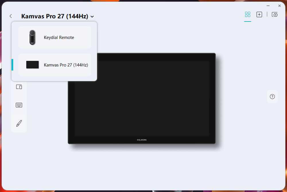 ユーティリティの左上に切り替え用のドロップメニューがある