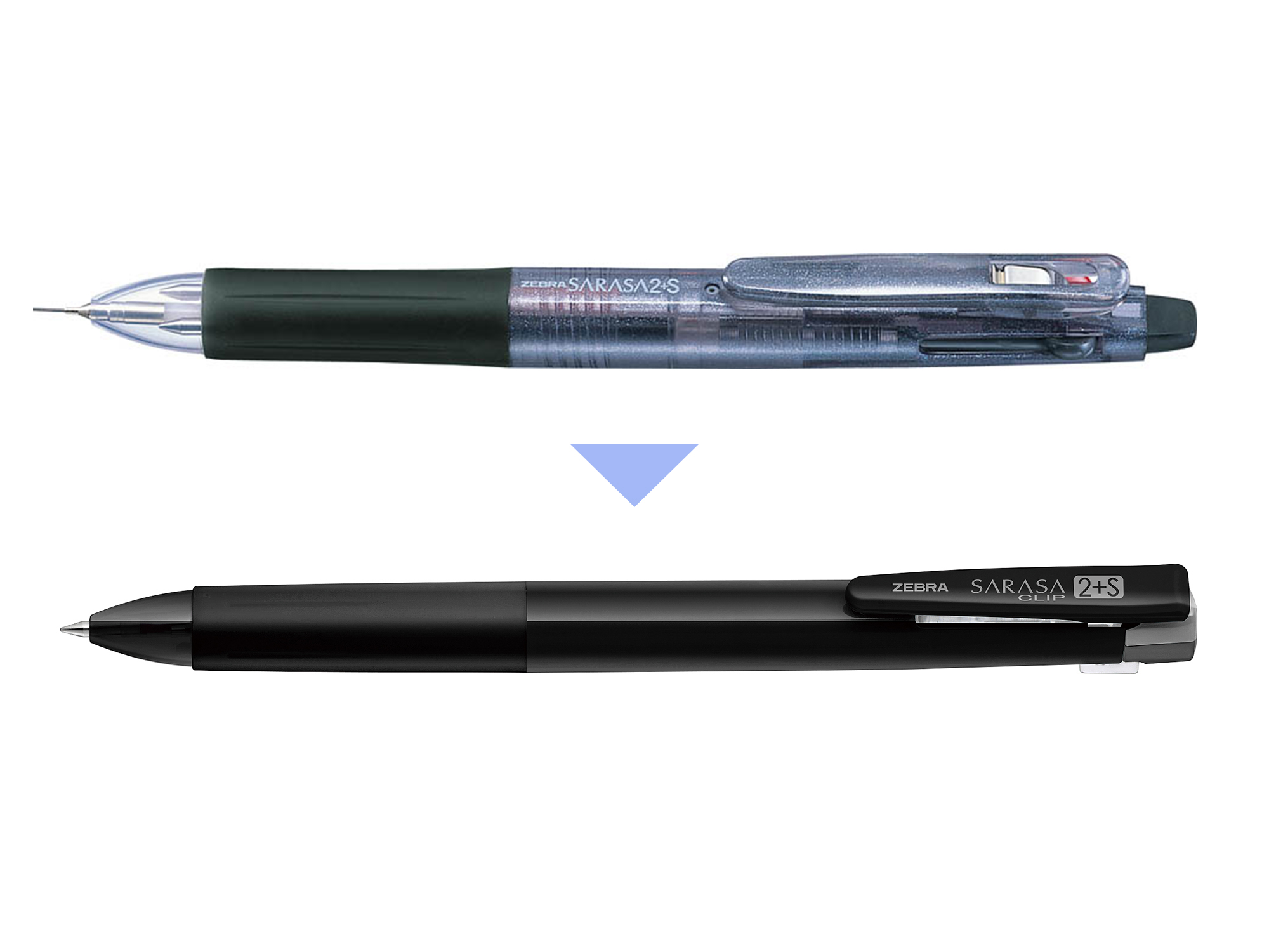 （上）従来品（下）新商品 サイドスプリング機構でスリム化