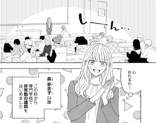 ヒロインの森 芽衣子はアナウンサー専門学校の講師