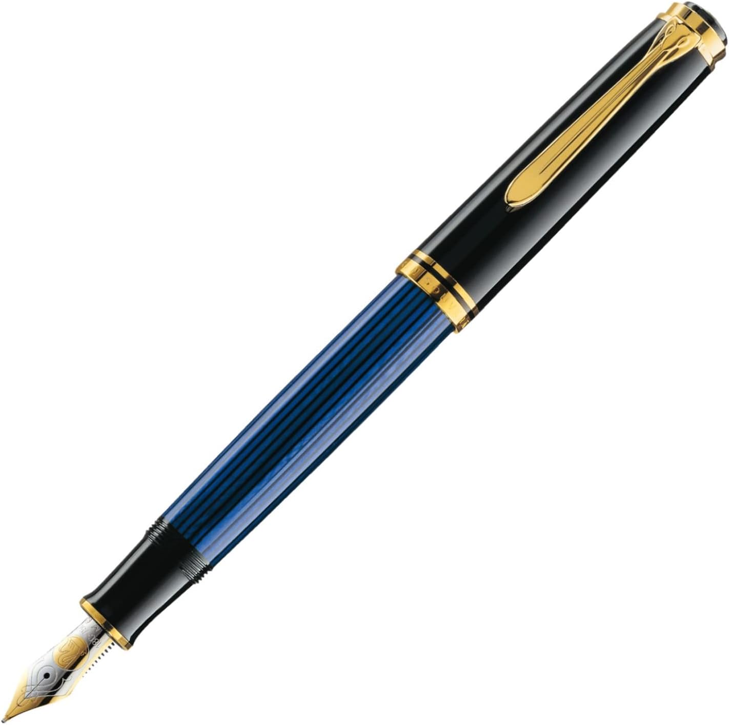 Pelikan ペリカン 万年筆 EF 極細字 スーベレーン ブルーストライプ M800 正規輸入品