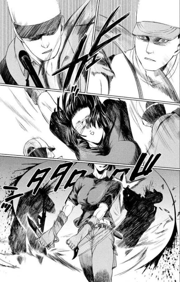 工場に単騎突入し、次々と兵士をなぎ倒していくバルメ