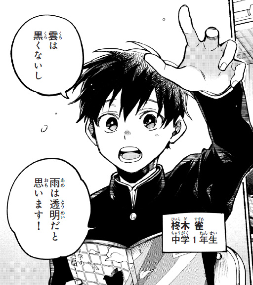 主人公柊木雀（ひいらぎすずめ）は日々の暮らしの中でいつも疑問を感じている少年