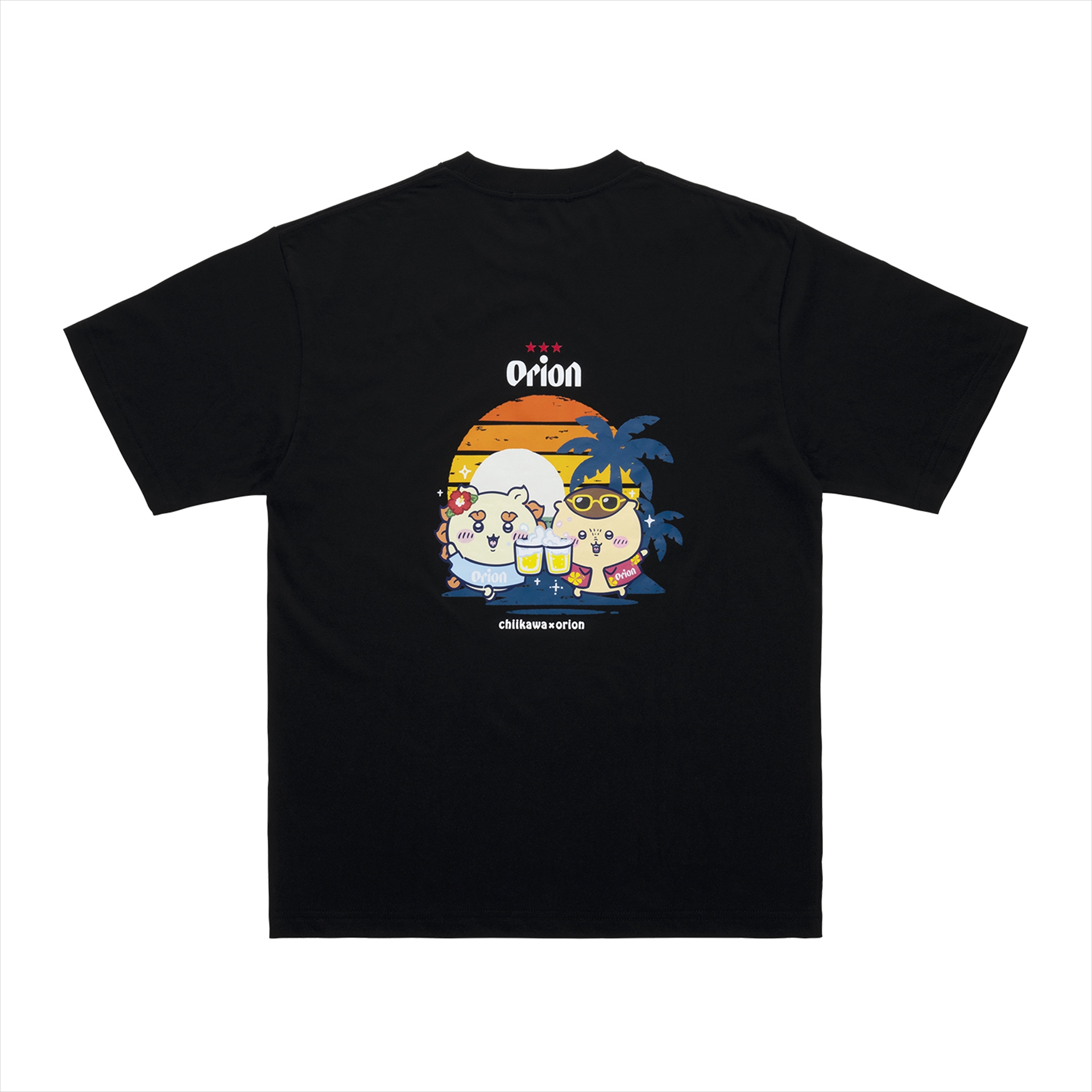 ちいかわ×オリオンビール シーサーのおみやげやさん Tシャツ ブラック_カンパ〜イ