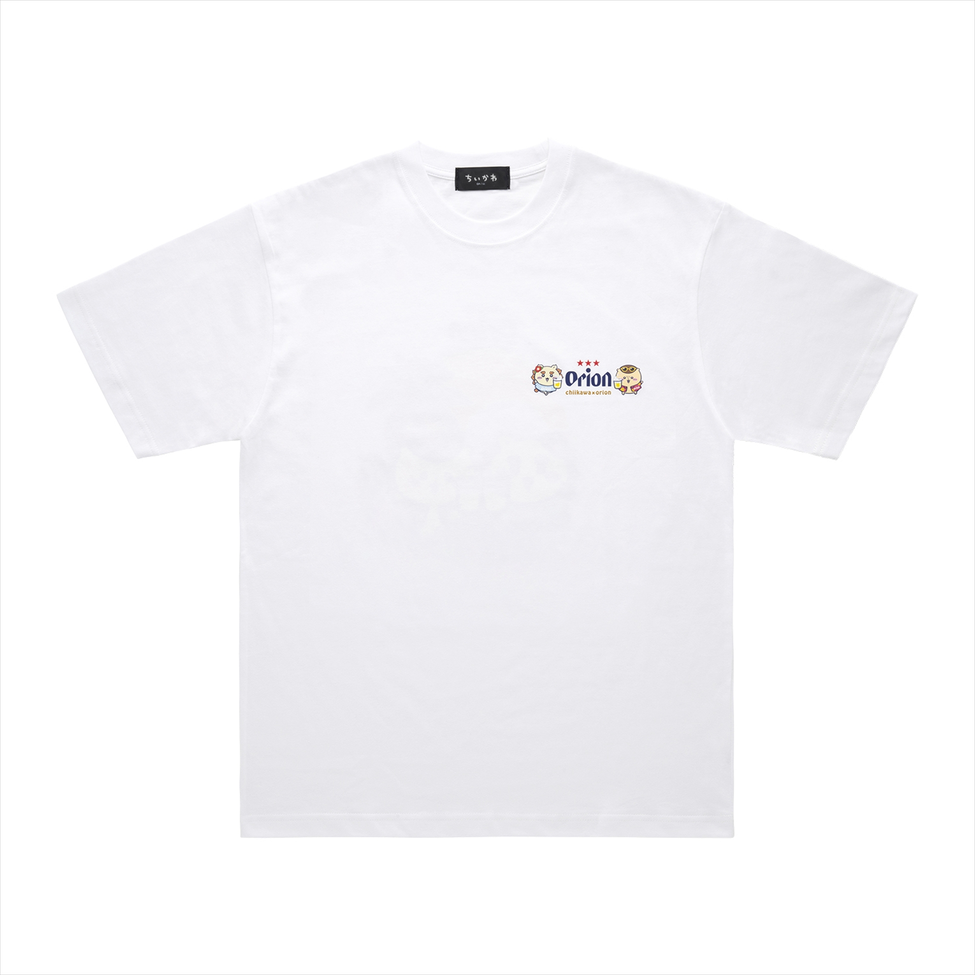 ちいかわ×オリオンビール シーサーのおみやげやさん Tシャツ ホワイト_カンパ〜イ