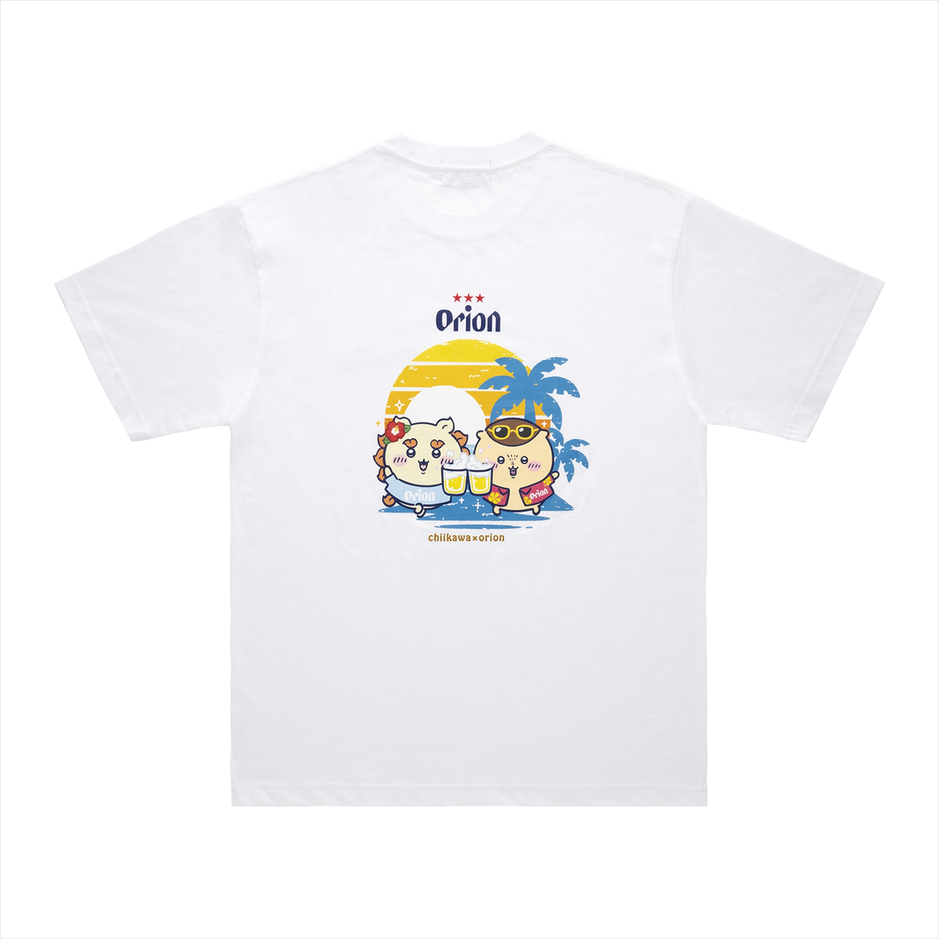 ちいかわ×オリオンビール シーサーのおみやげやさん Tシャツ ホワイト_カンパ〜イ