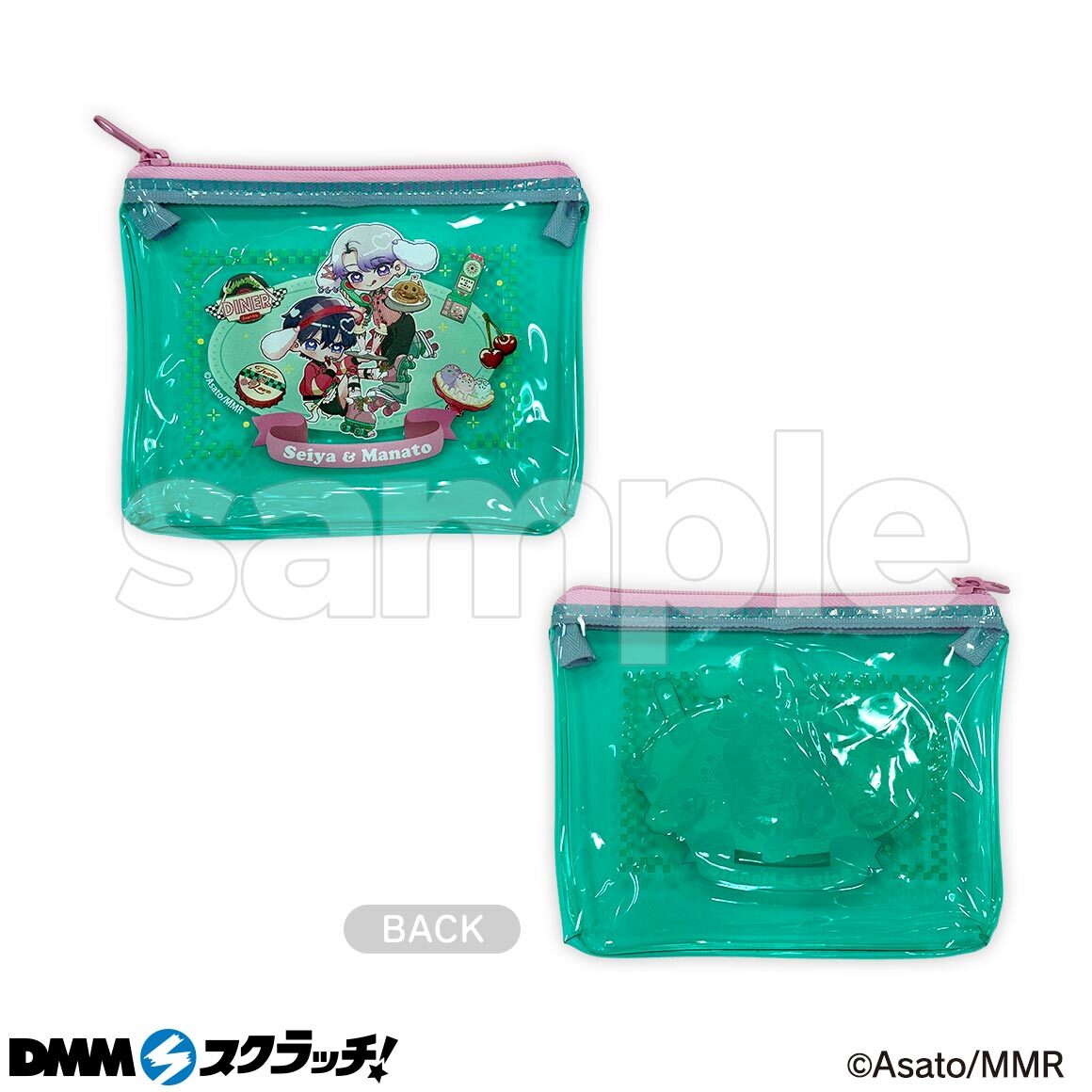 描き下ろしイラストを使用した、ポップでかわいい、使いやすいサイズのフラットポーチ