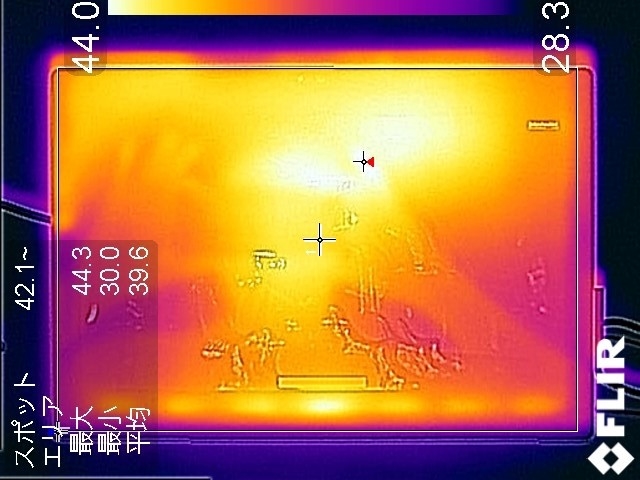 Surface Pro 4正面、最大温度44.3℃