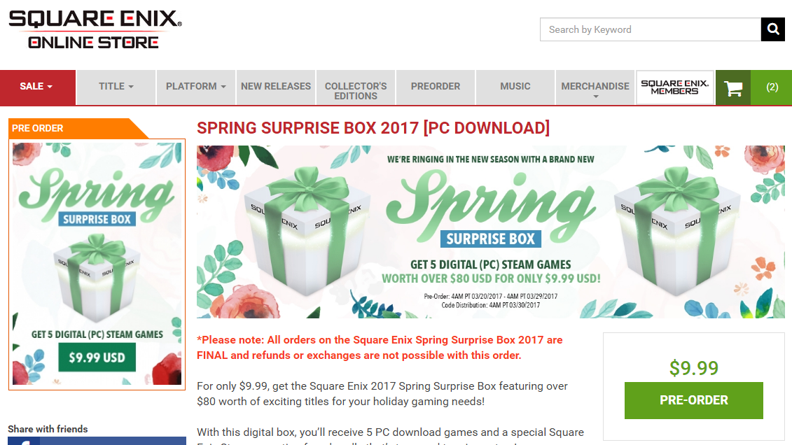 Square Enix Spring Surprise Box 2017