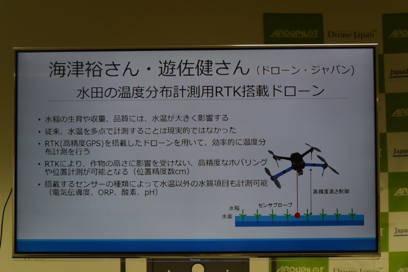 海津裕さんはドローン・ジャパンが手がけるドローン米育成に必要な、温度分布計測用RTK搭載ドローンを開発