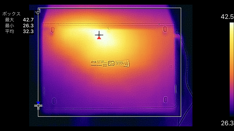 14型の底面の最大温度は42.7℃