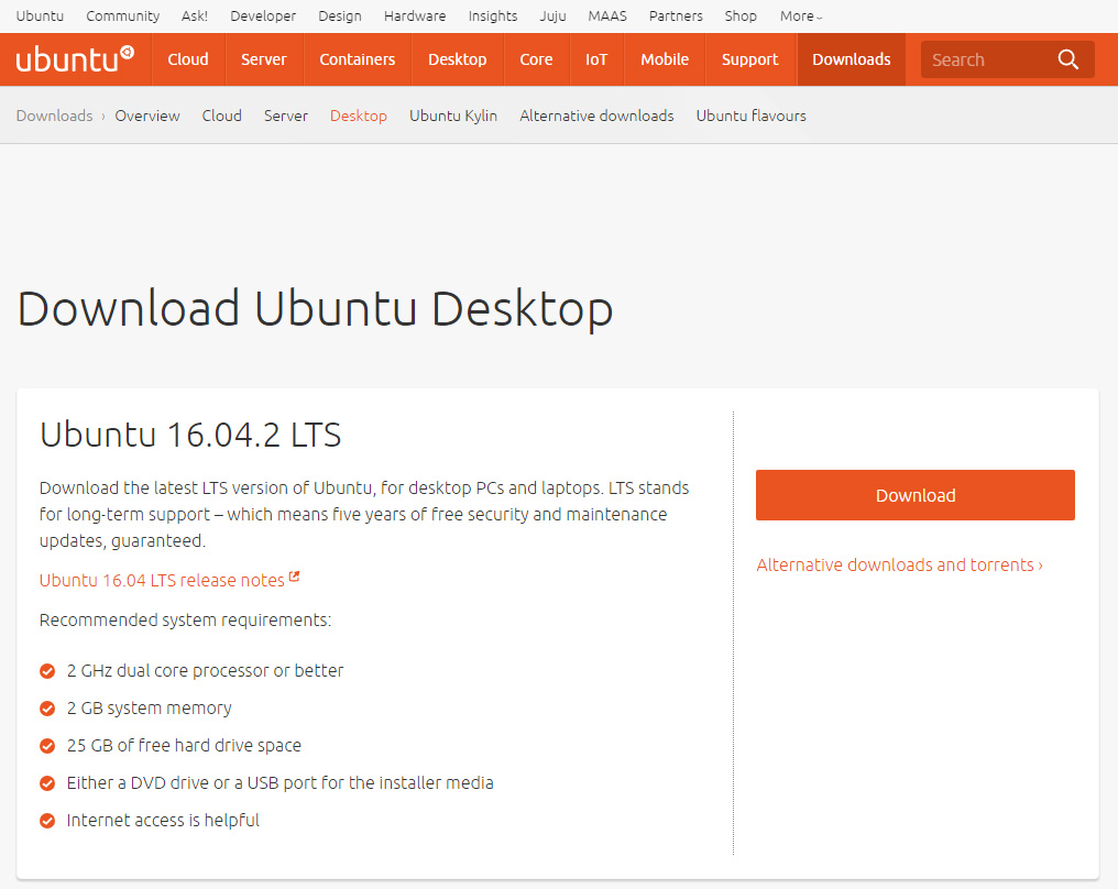 本家Server/Desktop版ともに同じUbuntu 16.04.2 LTS