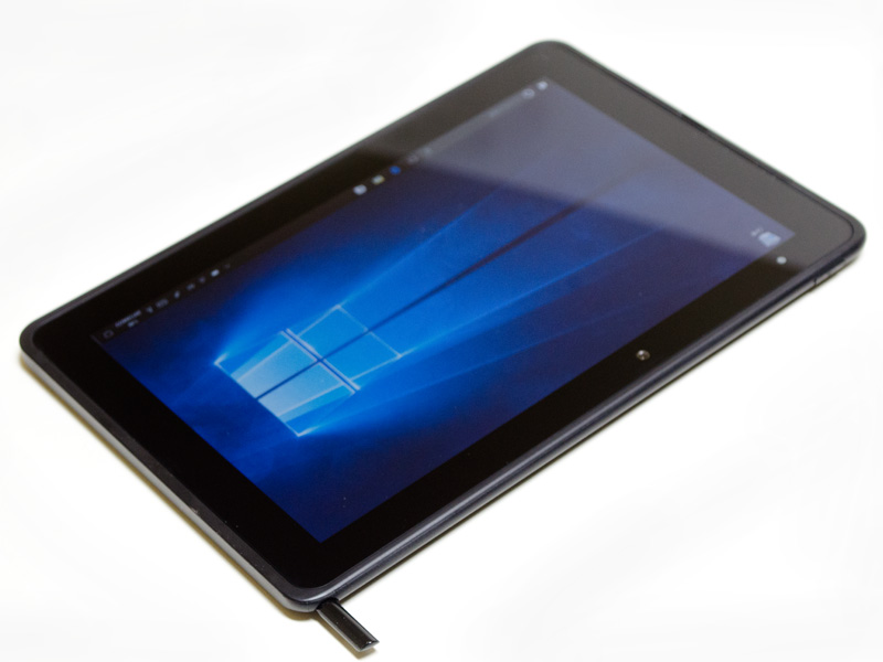 上側面左に電源ボタン。右にペン収納。右側面には何もない