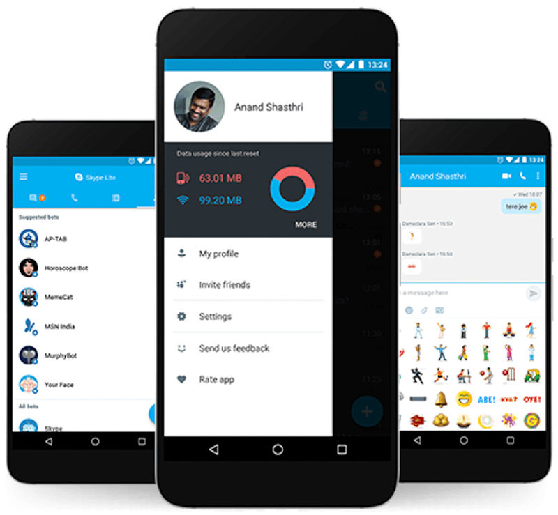 Skype Liteは、Skypeの軽量版で使ったパケットの料を確認出来たりできる(写真提供：Microsoft)