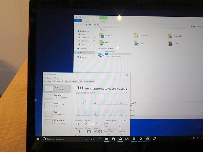 Core i5-7200/メモリ8GB/SSD 256GBを搭載