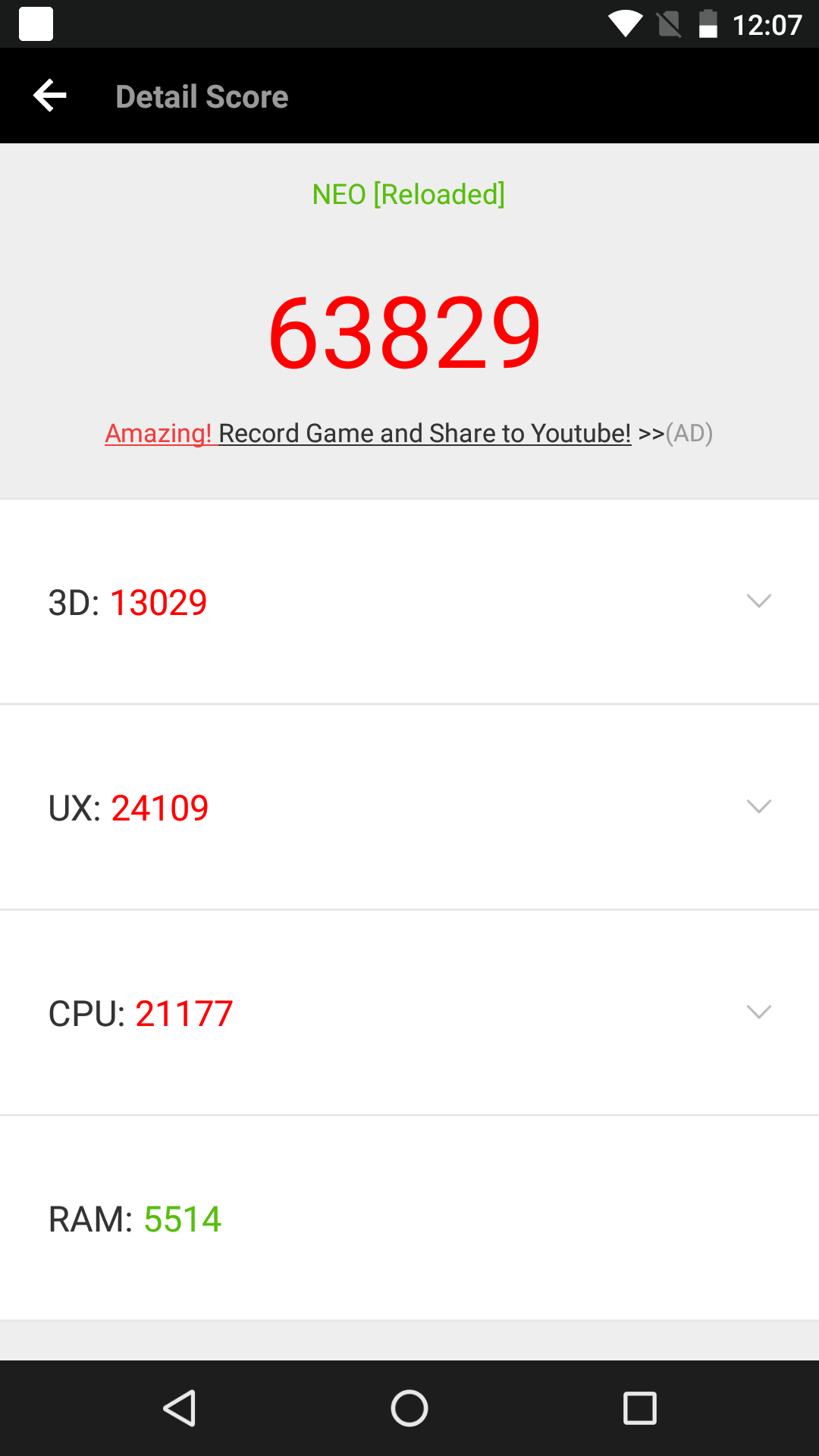 AnTuTu Benchmark/テスト「63,829」