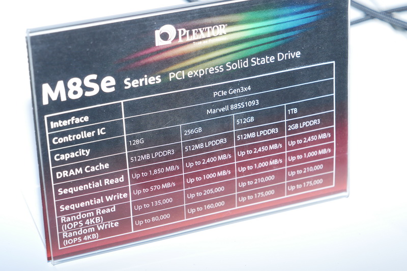 M8Seのスペック。シーケンシャルリードは最大2,450MB/s、シーケンシャルライトは最大1,000MB/s、4Kランダムリードは最大210,000IOPS、4Kランダムライトは最大175,000IOPS