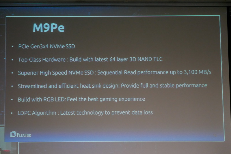 NANDフラッシュメモリには、東芝製64層TLC 3D NANDを採用し、シーケンシャルリードは最大3,100MB/sになるという