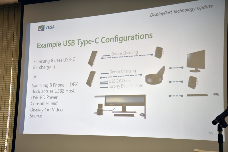Samsung Galaxy S8を使った場合の例。ドック経由でのDisplayPort出力を可能とする