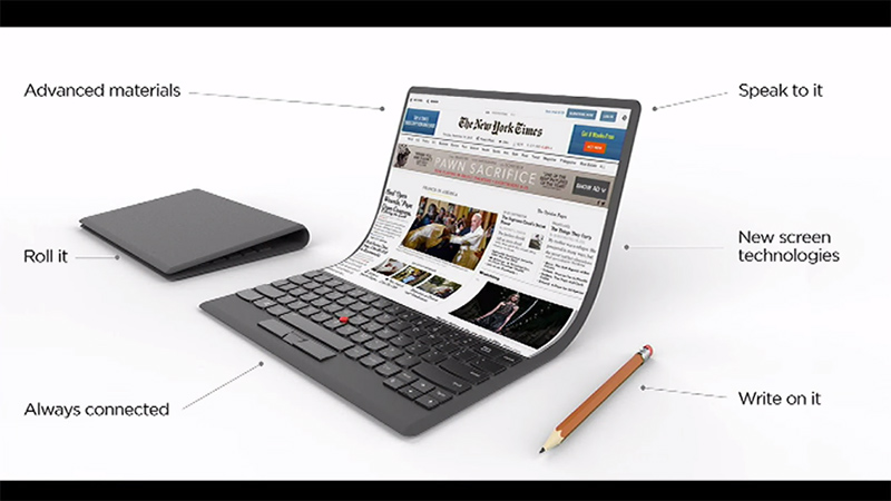 未来のThinkPadのコンセプト。赤いポッチは健在