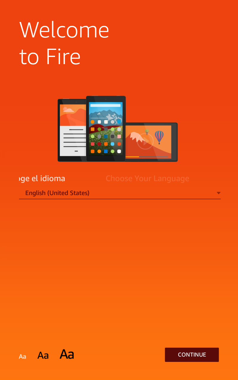 電源を入れてセットアップ開始。まずは言語を選択