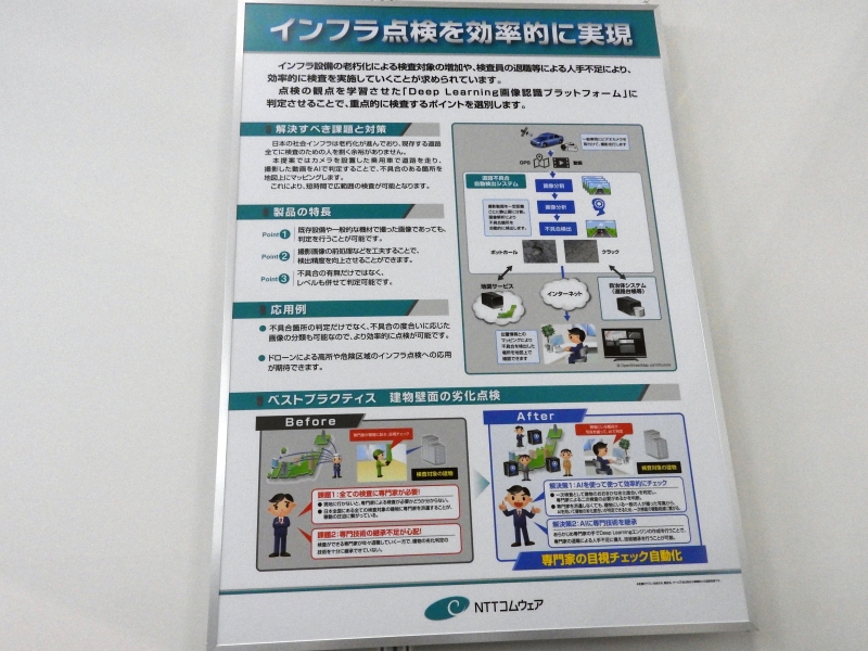 NTTコムウェアのインフラ点検を効率的に実現する「Deep Learning画像認識プラットフォーム」の解説パネル