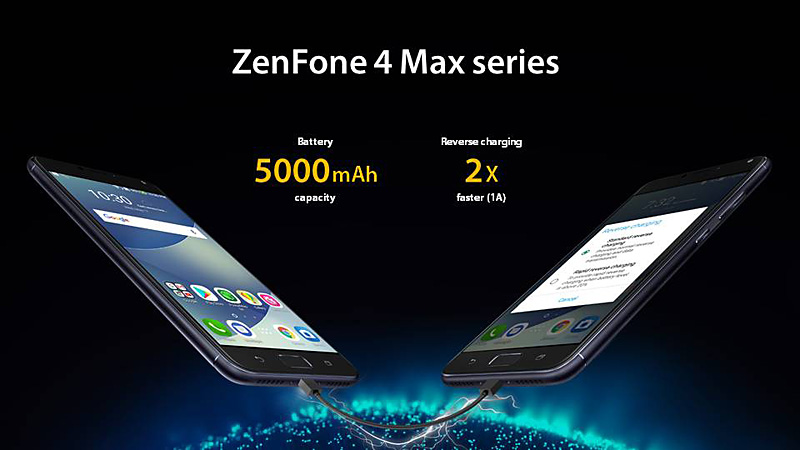 5,000mAhの大容量バッテリを搭載し、リバースチャージングに対応