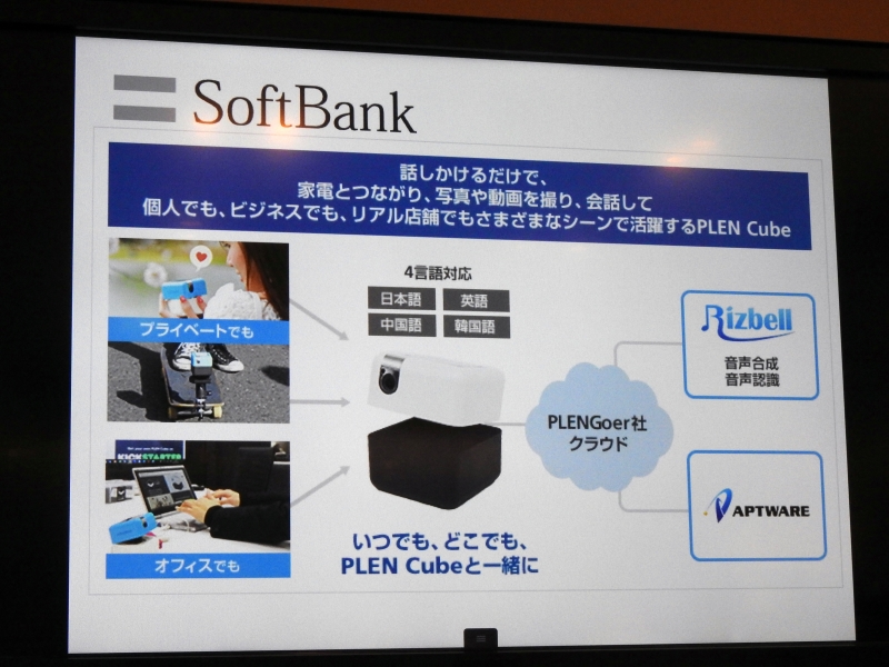 ソフトバンクと提携し、BtoB向けにクラウド経由で4言語対応の音声合成や音声認識を実現できる