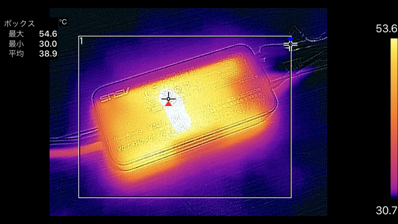ACアダプタの最大温度は54.6℃