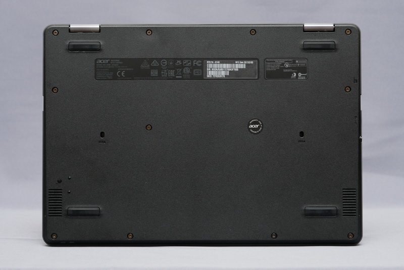 底面。フットプリントは296×206mm(幅×奥行き)