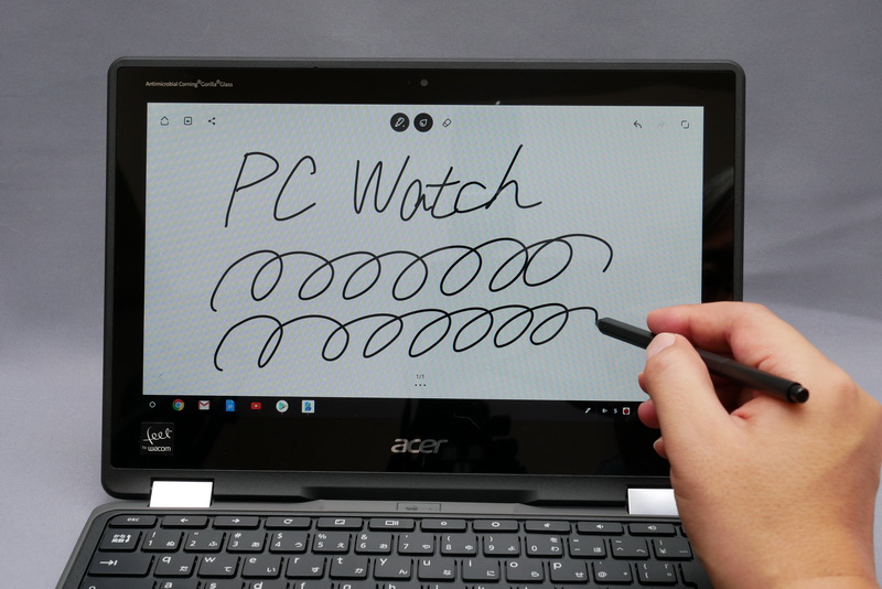 電磁誘導方式のスタイラスペンらしく、書き味は非常になめらか