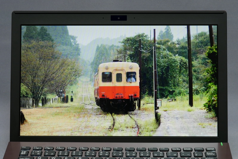 表面は非光沢処理のため、外光の映り込みは少ないが、発色の鮮やかさは光沢パネルにやや劣る印象