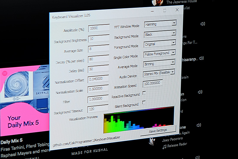 再生音のスペクトラムアナライザ