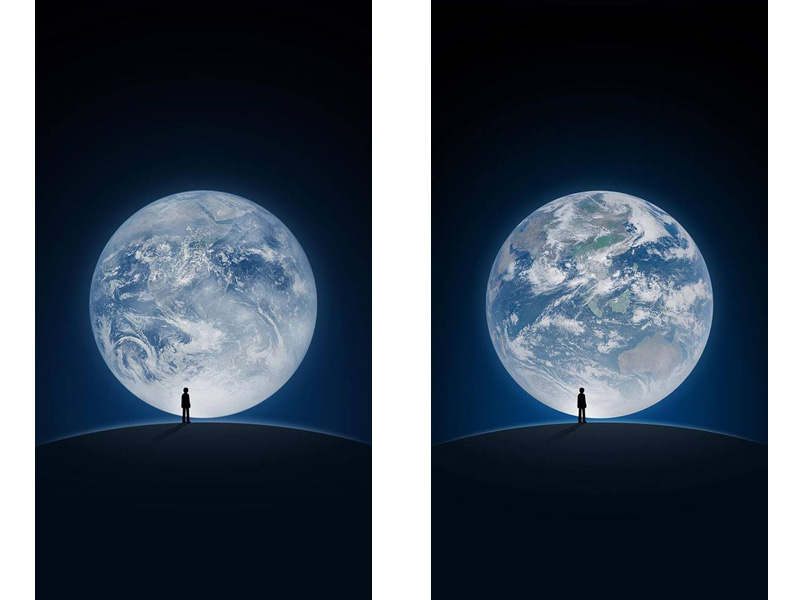 左の画面が通常の起動画面。これが28日の17時まで限定で右の写真へ徐々に遷移する