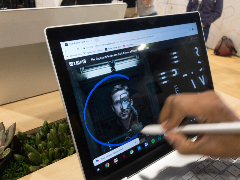 ペンを利用したユニークな機能として、ペンで画像を円で囲むと画像検索を行なってくれる、これは便利だ