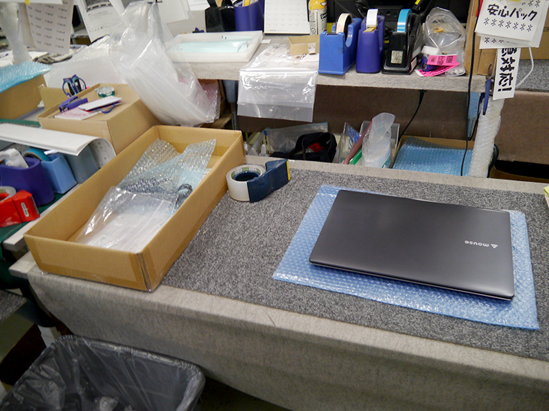 梱包作業エリアの様子